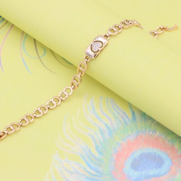 "Elegant Heart Charm Rose Gold Bracelet in High-Polish Finish, XPBL0899 - Picture 6 of 12